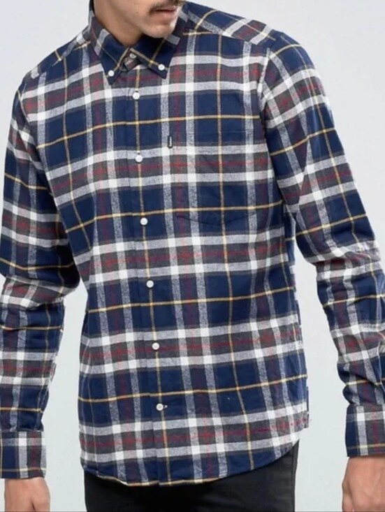 Barbour Other - Barbour Navy, White & Red Plaid Button-Down Flannel Shirt